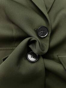 Women's Elegant Single Button Commuter Blazer - Olive Green - View 7