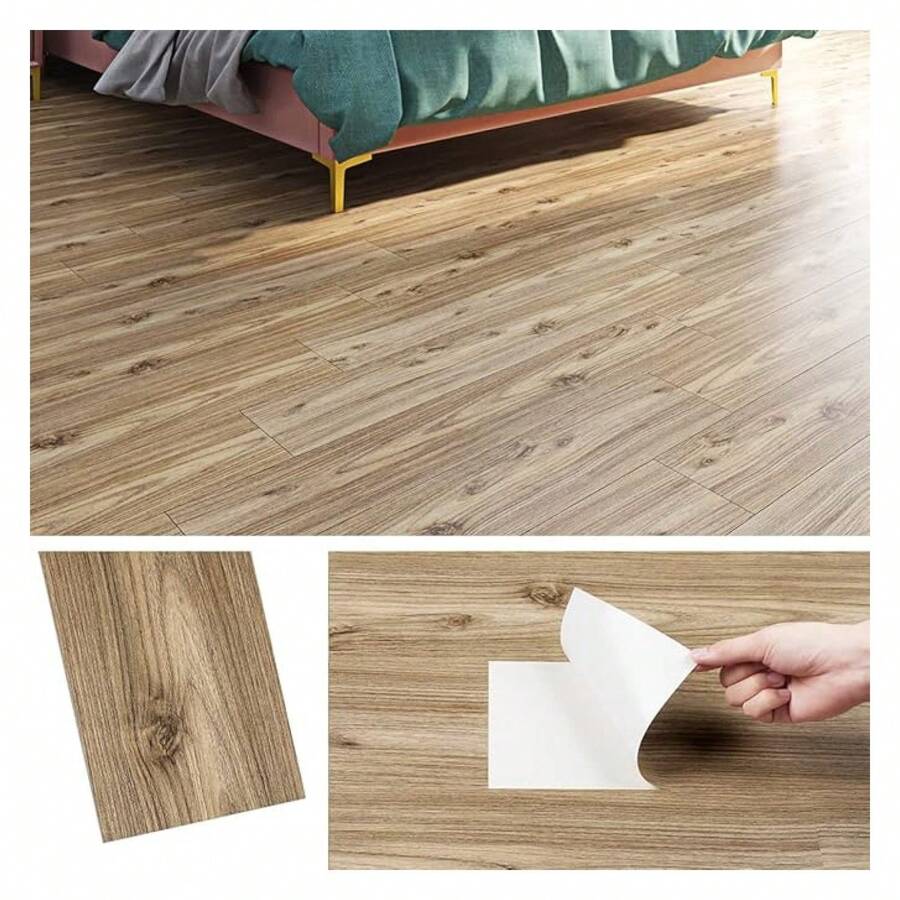 Livelynine 32-Tiles 6X36 Peel And Stick Floor Tile Wood Look Waterproof ...