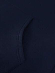 男士宽松口袋连帽卫衣，意式风格，秋冬季长袖上衣 - 藏蓝色 - 查看 8