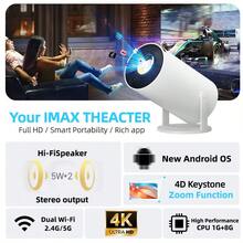 HUASHIJIE 4k Home Ultra HD 5G Projector Multi Functional Immersive Home Cinema, Supports WiFi Connection To Android Apple Phone, Directly Projected White Wall Projector Home KTV Gaming Online Course Bedroom Dormitory, Supports HD Interface, USB Interface Connection, Built In Android System Massive Application Download, Built In Sound System, Outdoor Projection, Christmas And Valentine's Day Gifts - 美規A型插(110-127V) - 查看 4