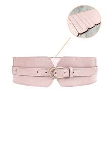 1条女士宽版复古弹力腰带，采用PU皮革材质，时尚百搭，适合搭配西装、连衣裙、外套，弹力腰带装饰，展现完美身材。 - 淺粉色 - 查看 12