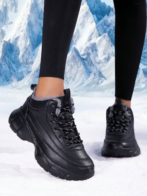 Women's Thermal Lined Warm Snow Boots, Wear-Resistant, Non-Slip, Suitable For Outdoor Activities, Unisex