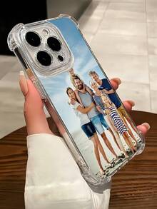 1pc Customized Phone Case Compatible With Apple 17, 16, 15, 14, 13, 12, 11 Plus Pro Max Pro, Galaxy, OPPO, Redmi, DIY Pattern Design, Transparent Anti-Fall Protective Cover, Suitable As Birthday, Anniversary, Thanksgiving, Christmas, Wedding Or Holiday Gift For Family, Friends, Girlfriend/Boyfriend - Clear - View 3