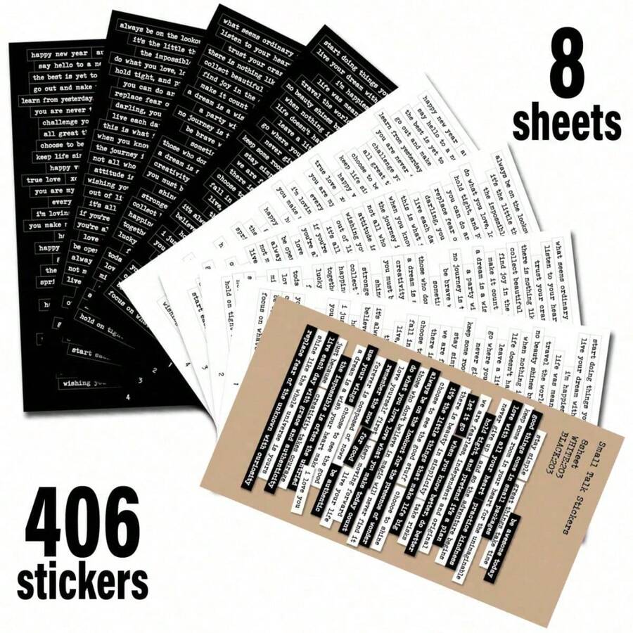 406 Scrapbook Inspirational Quotes Stickers, Diary And Plan Inspirational Stickers, Vintage Trash Diary Positive Affirmation Stickers, DIY Arts And Crafts, Album Decoration, Black And White Design, Paper Materials, Scrapbook Stickers