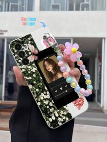 1pc Customizable White TPU Floral Print Phone Case And 1pc Colorful Beaded Bracelet, Compatible With Apple/Android/OPPO Phones Such As Galaxy A51 4G, Galaxy A52/A52s 5G, Galaxy S23 Ultra, Galaxy A13 4G, Galaxy A12, Galaxy S22 Ultra, OPPO A54, Galaxy A54, 17 Pro Max, Galaxy A14, Galaxy A32 4G