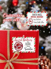 6/12/24pcs Customized Christmas Gift Paper Sticker Labels, Personalized Text Customization, Christmas Gift Labels, Couple, Friend And Family Gift Sticker Labels - Multicolor - View 6