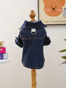 PETCIRCLE 1件宠物衣服，狗狗/猫咪套装，小型犬/幼犬时尚可爱舒适藏蓝色衬衫 - 彩色 - 查看 7