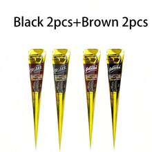 1/3/4支装海娜纹身膏，棕色/黑色临时海娜纹身，半永久性海娜纹身膏，防水海娜纹身膏，适用于人体彩绘和绘画 - 彩色 - 查看 10