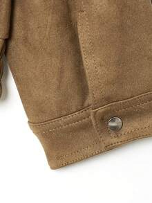 DEEKA Autumn/Winter New Women's Fashion Casual Suede Texture Bomber Jacket - Brown - View 4