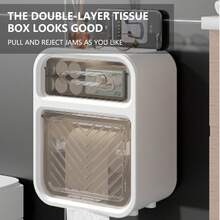 1pc Wall-Mounted Tissue Box, Waterproof Toilet Paper Holder, Bathroom Tissue Roll Dispenser, Facial Towel Storage Box, Suitable For Bathroom, Kitchen, Christmas, Mother's Day, Valentine's Day Gift - Multicolor - View 3