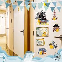 Fall Cruise Door Magnet - 16 Pcs Halloween Large Ship Decorations Funny Mailbox Covers Magnetic Cute Blue Pumpkin Cabin Anchor Stateroom Stickers Decals For Fridge Refrigerator Party Decor - Vịt-9 miếng - Xem 6
