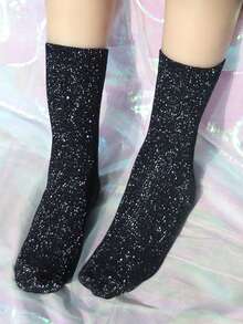 3 đôi tất mùa đông cho nữ, phong cách Hàn Quốc, màu tối, chỉ kim loại, dài đến bắp chân, gợi cảm - Nhiều màu - Xem 5