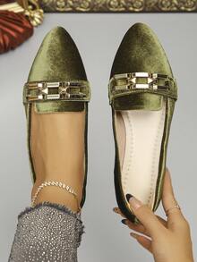 Green Velvet-square Buckle Chain