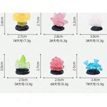 6件/8件組 水族箱海洋裝飾品，螢光珊瑚微景魚缸小擺件，DIY裝飾配件，模擬螢光彩色寶石鑽石玉石尋寶遊戲DIY小飾品 - 彩色 - 查看 12