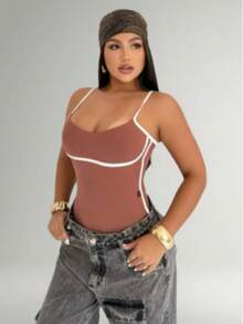 Women's Body Kit Suplex Straps C Cup Plain Comfortable Elegant Casual Chic. - 吊帶緊身衣 / 白色 - 查看 7