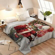 1pc Christmas Santa Claus, Snowman, Reindeer Gift Box Fleece Blanket, Super Soft Flannel Suitable For Bedroom, Living Room, Sofa And Office, Great For Travel And Gifting, Christmas