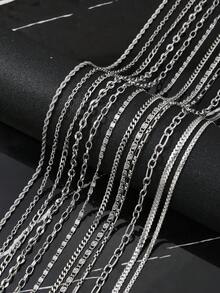 12pcs Fashion Stainless Steel Gold Silver Necklace Bracelet Jewellery Set Suitable For Daily Matching Use Lots Of Accessories - Multicolor - View 18