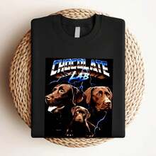 180g pure Cotton Brown Labrador Chocolate Lab Retro 80s Glam Heavy Metal T Shirt for Dog Owner Breathable streetwear Print Round Neck Short Sleeve Soft Comfortable fashion women female graphic T-Shirt For Women Casual Stretched designer clothes Casual Unisex Versatile - Negro - Ver 4