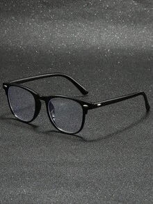 1 Pair Men's Geometric Full Frame Classic Fashion Stylish Transparent Glasses, Suitable For Computer Reading, Gaming, TV, Smartphone, Back To School, Office, Daily Life And Other Occasions - Monochrome - View 16