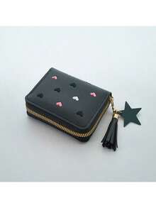 1/2/3pcs Women Small Wallet Ladies Mini Tassel Wallet Cute Girl Short Zipper Lovely Pu Leather Coin Purse Female Hand Wallet Purse For Women Wallet Mini Wa