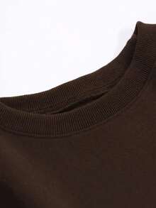 Women's Custom-Made Loose-Fit Brown Fleece Sweatshirt For Fall/Winter 2026, Featuring A Leopard-Print Design On The Front With An English Slogan, Y2K - Brown - View 4