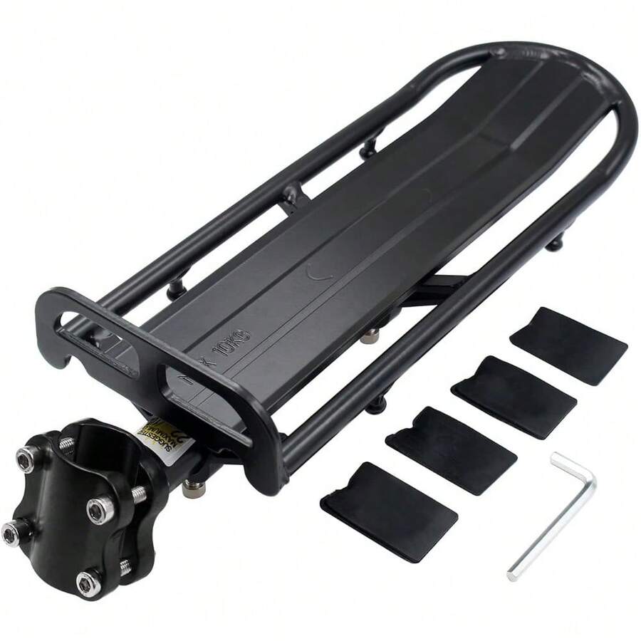 1 Set Bike Rear Rack Retractable, Aluminum Alloy, Equipped With Screws And Small Wrench, Bicycle Cargo Rack Mount, With Quick Assembly, For Mountain Bike, MTB Road Bike And Other Bicycle - 黑色 - 查看 1