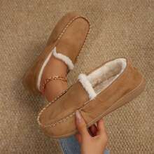 Women Warm Lined Slippers Loafers Casual Slip On Shoes Walking - 摩卡棕 - 查看 5