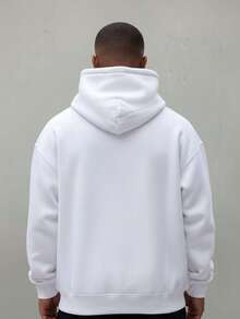 Men's And Women's Plain Kangaroo Sweatshirt Cold Weather Blouse Cotton Lined Warm Tracksuit Coat With Pocket And Hood New Release 3 Cables Winter Cold Season - 白色 - 查看 2