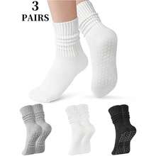 3 Pairs Of Very Suitable Sports Stacked Socks Yoga Socks For Women, Soft And Comfortable, Non-Slip And Shock-Absorbing, Suitable For Daily Pilates, Running, Fitness, Cycling,