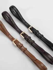 2条/1条针扣女士腰带装饰，适用于牛仔裤、裙子、长裤，纤细1.8厘米极简腰带，纯色休闲复古PU皮女士腰带，四季皆宜