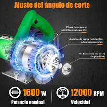 Anirona 1600W Sierra Circular Eléctrica Ranuradora Concreto, 12000RPM Juego De Sierra Circular Con Hoja De 4-1/2, 0-45 ° Ángulo De Corte Ajustable Para Cortar Madera,ármol, Azulejo de cerámica - 1 - Ver 3