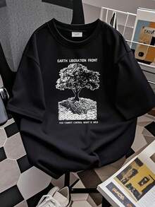 180g pure Cotton Earth First Liberation Front T Shirt Punk Environment Greenpeace Nature Vegetarian Vegan Elf Animal Hu  Rights Anarchism Top For Everyday Wear streetwear Stylish female Slightly graphic Unisex Comfortable Summer Print Round Neck Short Sleeve - Negro - Ver 3