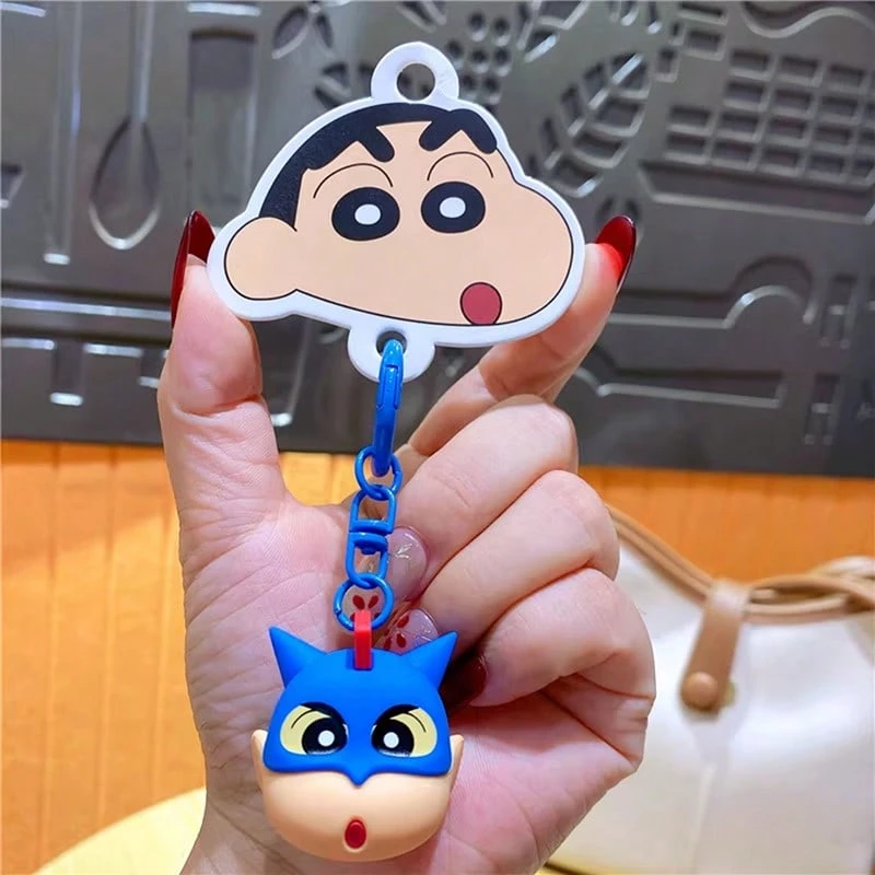 New Crayon Shin-Chan Authentic Big Head Series Keychain - Hero Shin-Chan Design, 3D Stereo Doll Charm, High-Definition Thick Eyebrow & Cute Face, PVC+ABS Material, Wear-Resistant & Colorfast, For Keys/Backpack/Bag/Car Key, Anime Peripheral Toy, Couple Gift, Nostalgic Healing Item