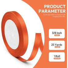 38x 25 Yards Satin Ribbon, Autumn Orange Silk Ribbon Wrapping, Floral Bouquets, Crafts, Wedding Party Decorations, And Sewing Projects - Cam mùa thu + 3/8" x 25 Yards - Xem 3