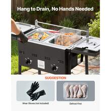 Outdoor Propane Deep Fryer, Dual-Tank 8QTx2 Commercial Fryer, Stainless Steel Cooker With Foldable Platform, Dual Basket, And Heat Adjustment, Floor Standing Fryers For Restaurant Home Snack Bar - 8QTx2 - View 5