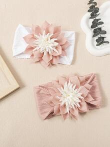 1pc Autumn/Winter New 3D White Flower Bud Baby Headband, Soft Comfortable Jacquard Nylon Infant Headwear, Creative Baby Hair Accessory