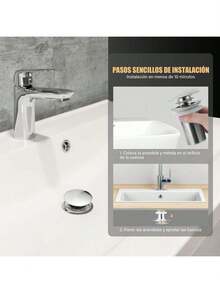 REDDRAGON Tapón de Drenaje del Fregadero, Desagüe de Pileta de Acero Inoxidable, Tapón de Drenaje Emergente del Baño, Drenaje Sin Orificio de Desbordamiento para Cocina, Antiobstrucción - 1 - Ver 1