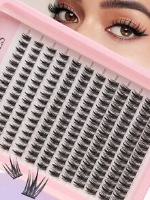 192 Pieces Fairy Eyelash Clusters 9-18mm Comic Eyelash Cluster C Curl - Wide Span DIY Eyelash Extension Wet Spiked Anime Eyelashes Single False Eyelash Cluster With 0.05mm Ultra-Thin Invisible Eyelashes With Eyelash Clusters, Eyelash Clusters, Single Eyelashes, Eyelashes, False Eyelashes - D - View 2