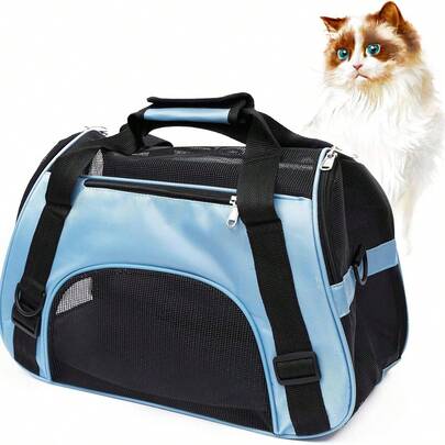 Bolsa De Mascotas Plegable Transportadora Para Gatos Perros Mochila para perros y gatos resistente al desgaste, bolsa de mensajero portátil, bolsa de malla de plástico transpirable portátil