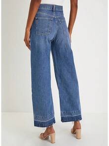 Wide Leg Jeans Straight Leg Jeans Denim Pants Zimbaplatinumhalloween - 短款淺藍色 - 查看 3