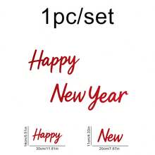 HELLO 2026 HAPPY NEW YEAR Simple Letter Wall Sticker Party Background Wall Decor - Red - View 6
