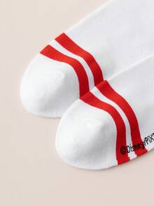 Disney 5双装汽车提花图案男士船袜，黑白条纹，可爱卡通图案，防臭吸湿，休闲运动圆领卡通设计，适合学生/成人作为礼物和日常穿着，袜子 - 彩色 - 查看 9