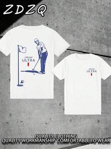 Golf Michelob ULTRA  180 Cotton T-Shirt) Men's Round Neck And Short Sleeves, Casual Cotton, Casual Fashion, Suitable For Indoor And Outdoor Wear And Holiday Gifts - 白色 - 查看 1