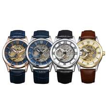 LONGLUX 1pc Men's Hollow Automatic Mechanical Watch, Casual Leather Strap Watch, Suitable For Daily Wear And Gift Giving