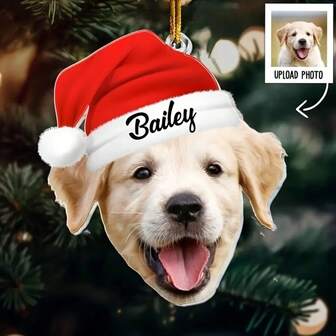 1pc/3PCS/5PCS Christmas Personalized Pet Photo Ornament - Custom Dog/Cat Face With Santa Hat & Name Tag - Christmas Tree Hanging Decoration - Durable Acrylic Memorial Keepsake Gift For Birthdays, Pet Loss - Customizable With Photo & Text - Compatible With Dog/Cat - Easy-Hang Loop - No Electricity Needed - Ideal For Home Or Tree Decor - Perfect For Pet Lovers - Personalized Pet Portrait Ornament,Elegant Living,Artful Living