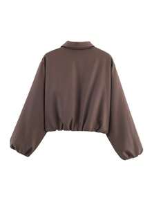 Chaqueta marrón elegante para mujer Lanisen con cuello clásico de solapa - Ajuste estructurado, ligera y duradera para todas las estaciones, ideal para otoño, fiestas de oficina y uso diario - Abrigo elegante y de fácil cuidado para mujeres profesionales