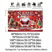个性化圣诞横幅 - 可定制姓名和照片，圣诞老人和驯鹿图案，耐用涤纶材质，无需用电，家居装饰，圣诞装饰，个性化圣诞横幅，照片背景 - 彩色 - 查看 3