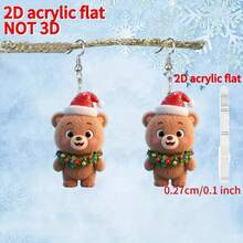 1 par de brincos fofos de acrílico 2D com chapéu de Papai Noel, adequados para mulheres usarem no Natal, presente de Natal perfeito
