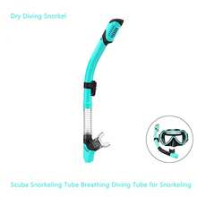 带排气阀的干式呼吸管 - 成人呼吸管装备，配有舒适的硅胶咬嘴和快速释放夹 - 水肺潜水、浮潜、自由潜水、鱼叉捕鱼、游泳