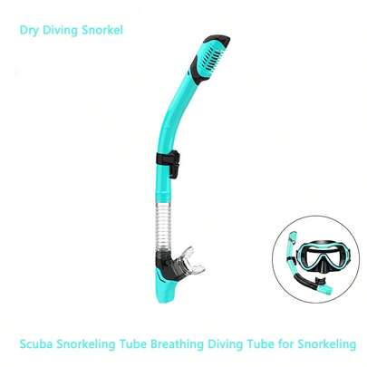 带排气阀的干式呼吸管 - 成人呼吸管装备，配有舒适的硅胶咬嘴和快速释放夹 - 水肺潜水、浮潜、自由潜水、鱼叉捕鱼、游泳